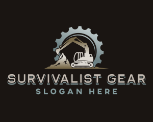 Gear Excavator Machinery logo design