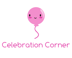 Pink Kawaii Balloon logo design