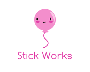 Pink Kawaii Balloon logo design