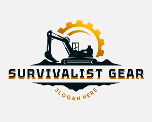 Construction Cogwheel  Excavator logo design