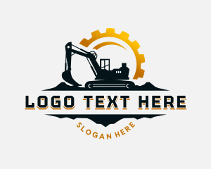 Construction Cogwheel  Excavator Logo