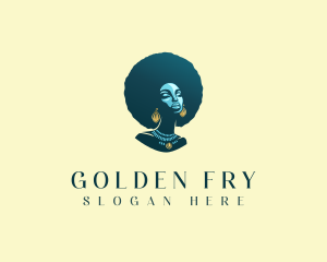 Afro Hair Woman Spa logo design