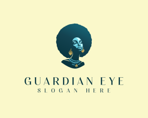 Afro Hair Woman Spa logo design