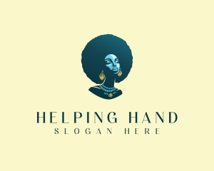 Afro Hair Woman Spa logo design