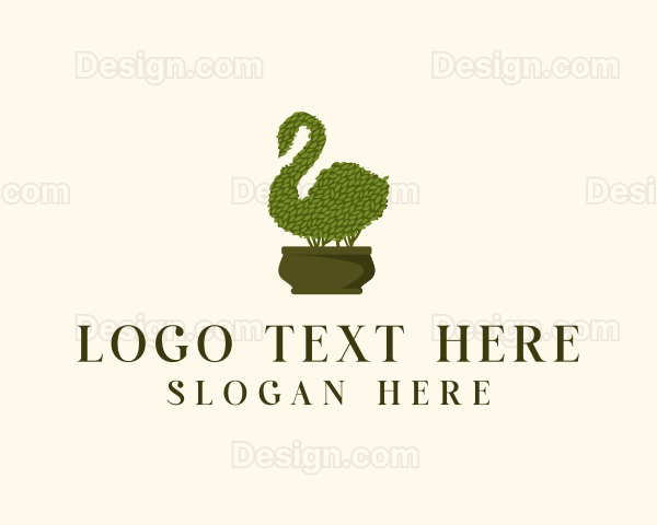 Swan Topiary Plant Logo