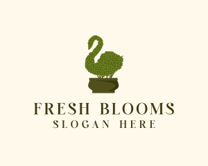 Swan Topiary Plant logo design