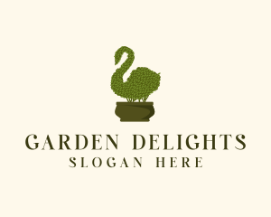 Swan Topiary Plant logo design