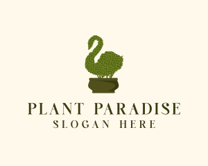 Swan Topiary Plant logo design