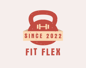 Kettlebell Dumbbell Badge logo design