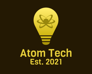 Atom Light Bulb logo design