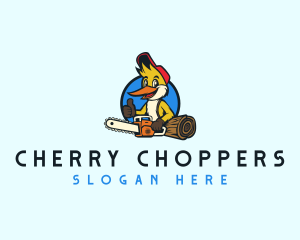 Chainsaw Woodpecker Bird logo design