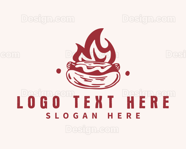 Hipster Flame Hot Dog Logo