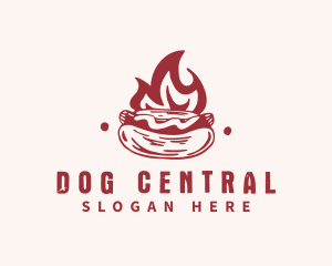 Hipster Flame Hot Dog  logo design