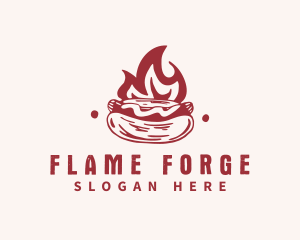 Hipster Flame Hot Dog  logo design