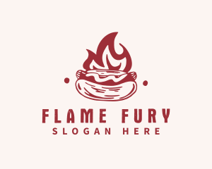 Hipster Flame Hot Dog  logo design