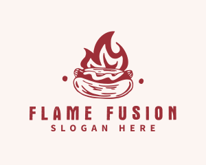 Hipster Flame Hot Dog  logo design