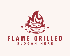 Hipster Flame Hot Dog  logo design