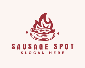 Hipster Flame Hot Dog  logo design