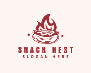 Hipster Flame Hot Dog  logo design