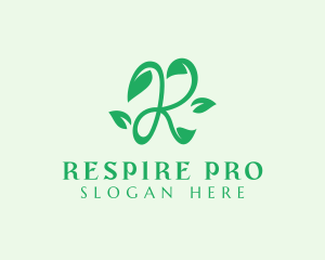 Organic Leaf Letter R logo design