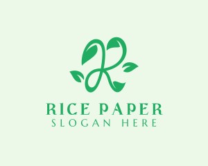 Organic Leaf Letter R logo design