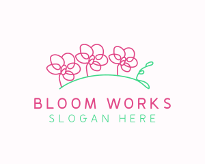 Simple Flower Line Art logo design