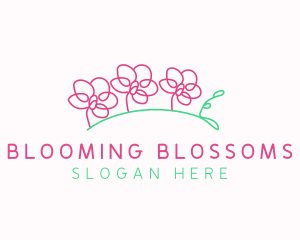 Simple Flower Line Art logo design