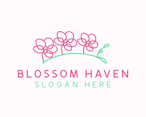 Simple Flower Line Art logo design