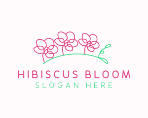 Simple Flower Line Art logo design