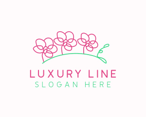 Simple Flower Line Art logo design