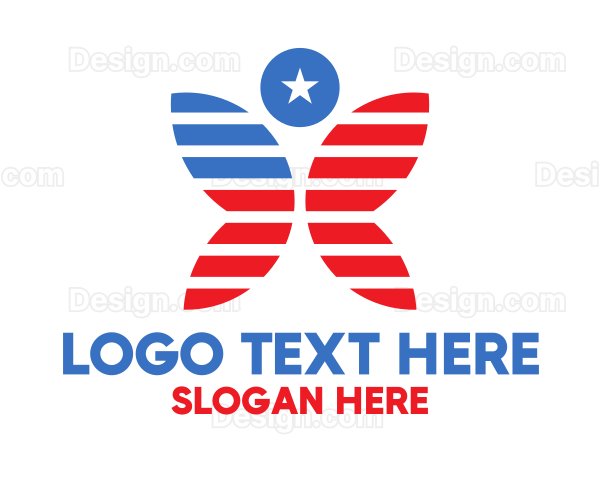 Star Stripes Butterfly Logo