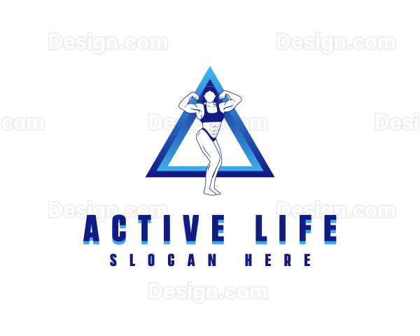 Muscular Woman Fitness Logo
