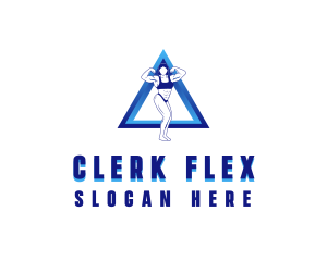 Muscular Woman Fitness logo design