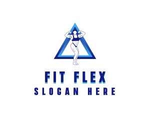 Muscular Woman Fitness logo design