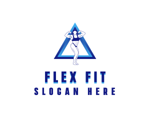 Muscular Woman Fitness logo design