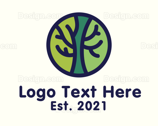 Green Tree Branches Badge Logo