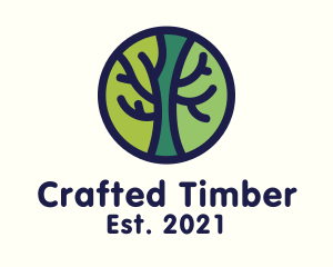 Green Tree Branches Badge logo design