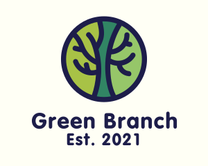 Green Tree Branches Badge logo design