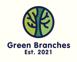 Green Tree Branches Badge logo design