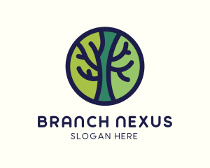 Green Tree Branches Badge logo