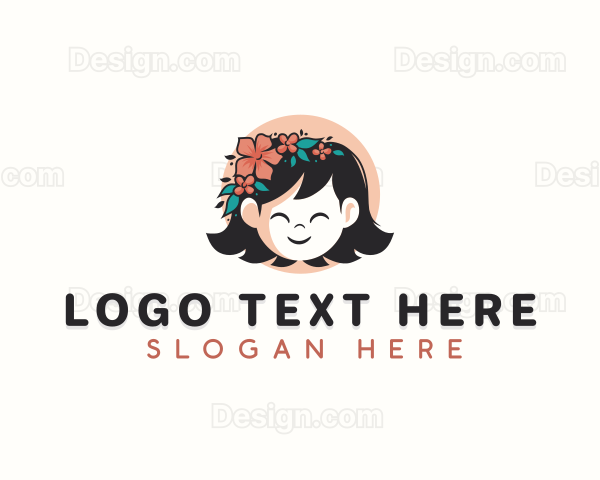 Child Girl Floral Logo