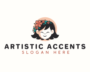 Child Girl Floral logo design