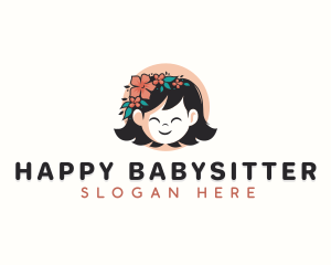 Floral Preschool Girl logo design