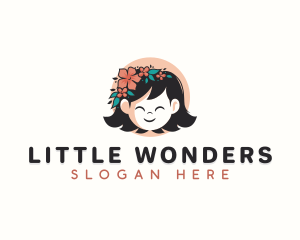 Floral Preschool Girl logo design