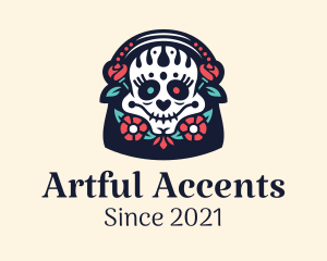 Floral Mexican Skull logo design