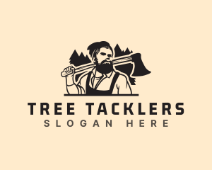 Worker Woodcutter Lumberjack logo