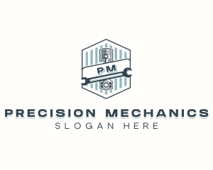 Mechanical Piston Wrench logo design