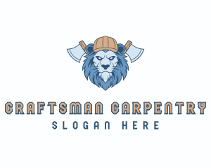 Lion Carpenter Axe logo design