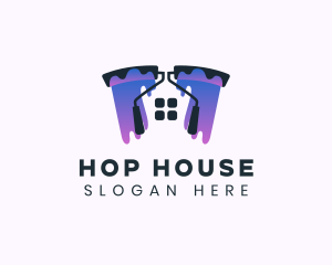 Paint Roller Drip House logo design