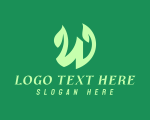 Green Organic Plant Letter W logo